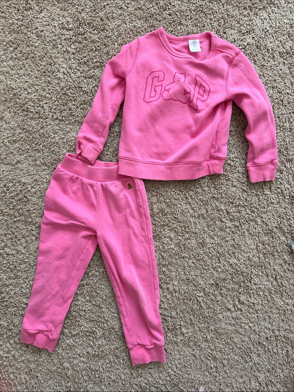 GAP Pink Sweatshirt and Joggers Set with Teddy Logo